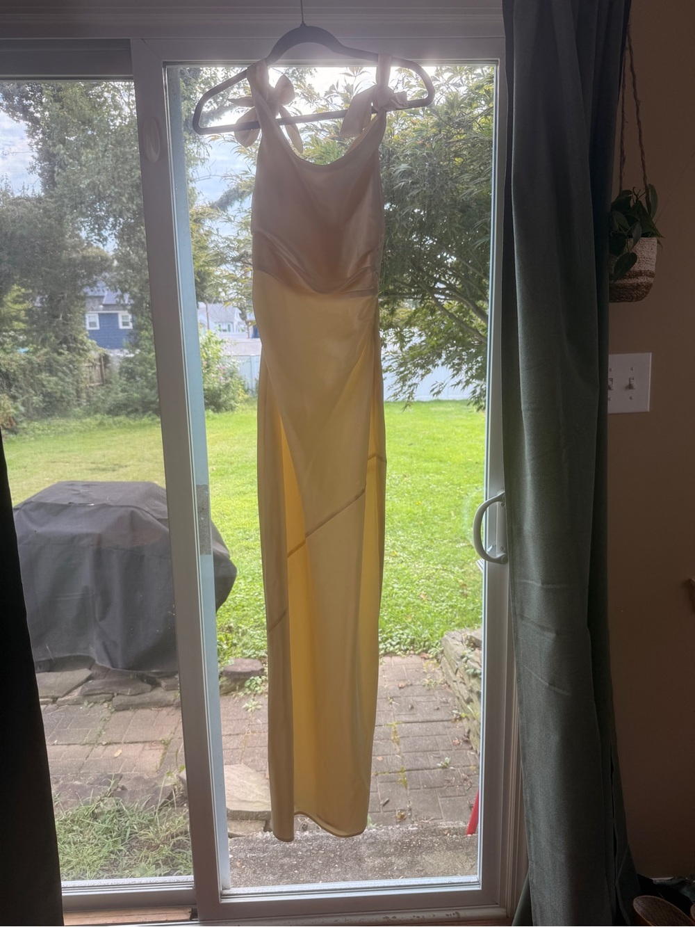 Satin Yellow Halter Maxi Dress
